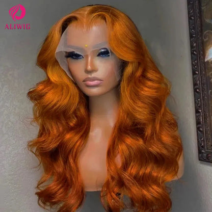30 Inch Ginger Orange Body Wave Lace Frontal Wig HD 13x4 Lace Front Wig Bleached Lace Wigs Brazilians Human Hair For Black Women