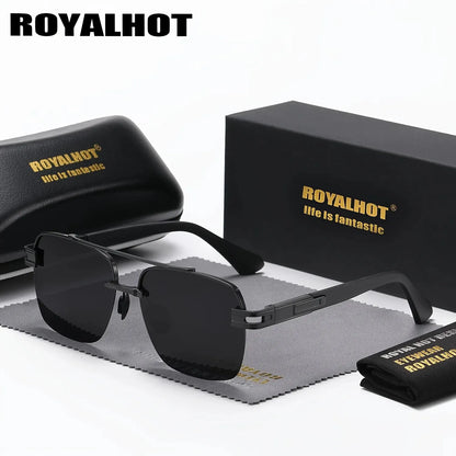 RoyalHot Unisex Polarized Classic Metal Oval Border Sunglasses