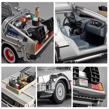 Welly 1:24 DMC-12 DeLorean Time Machine Back to the Future Car Model Diecast Metal Toy Car Model Simulation Collection Kids Gift