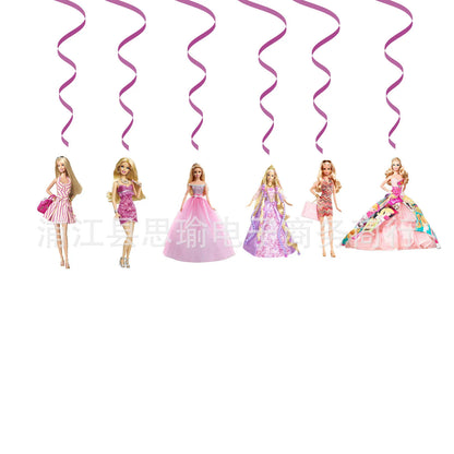 Barbie Birthday Party Supplies Pink Girl Disposable Tableware Banner Cupcake Topper Background Princess Balloons Gift Bag