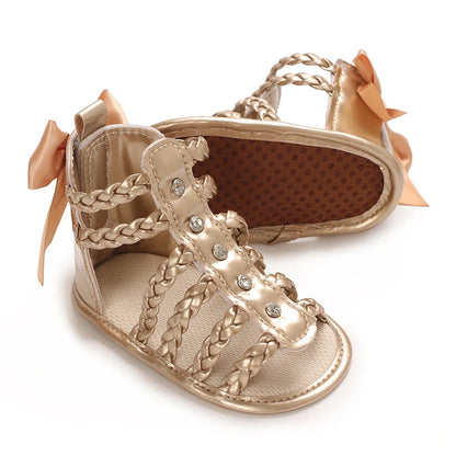 Summer Fashion New Baby Shoes Trendy Girl Baby High Top Hollow Sandals PU Soft Sole Casual Walking Shoes