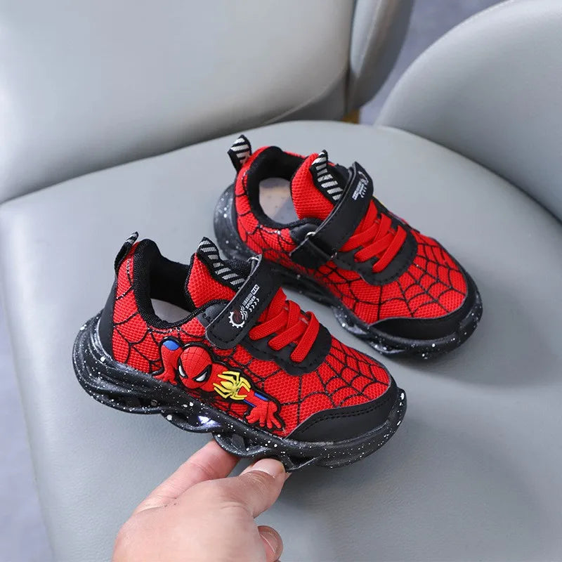 2024 New Spider-man Children's Shoes Boys Sneaker With Lights Spring Led Kids Boys Sports Children Shoes Casual