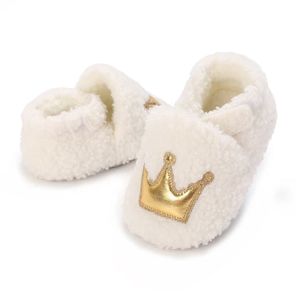 Fashionable Lamb Down Newborn Baby Girl Knitted Baby Soft Sole Shoes Toddler Shoes Warm and Non Slip First Walker