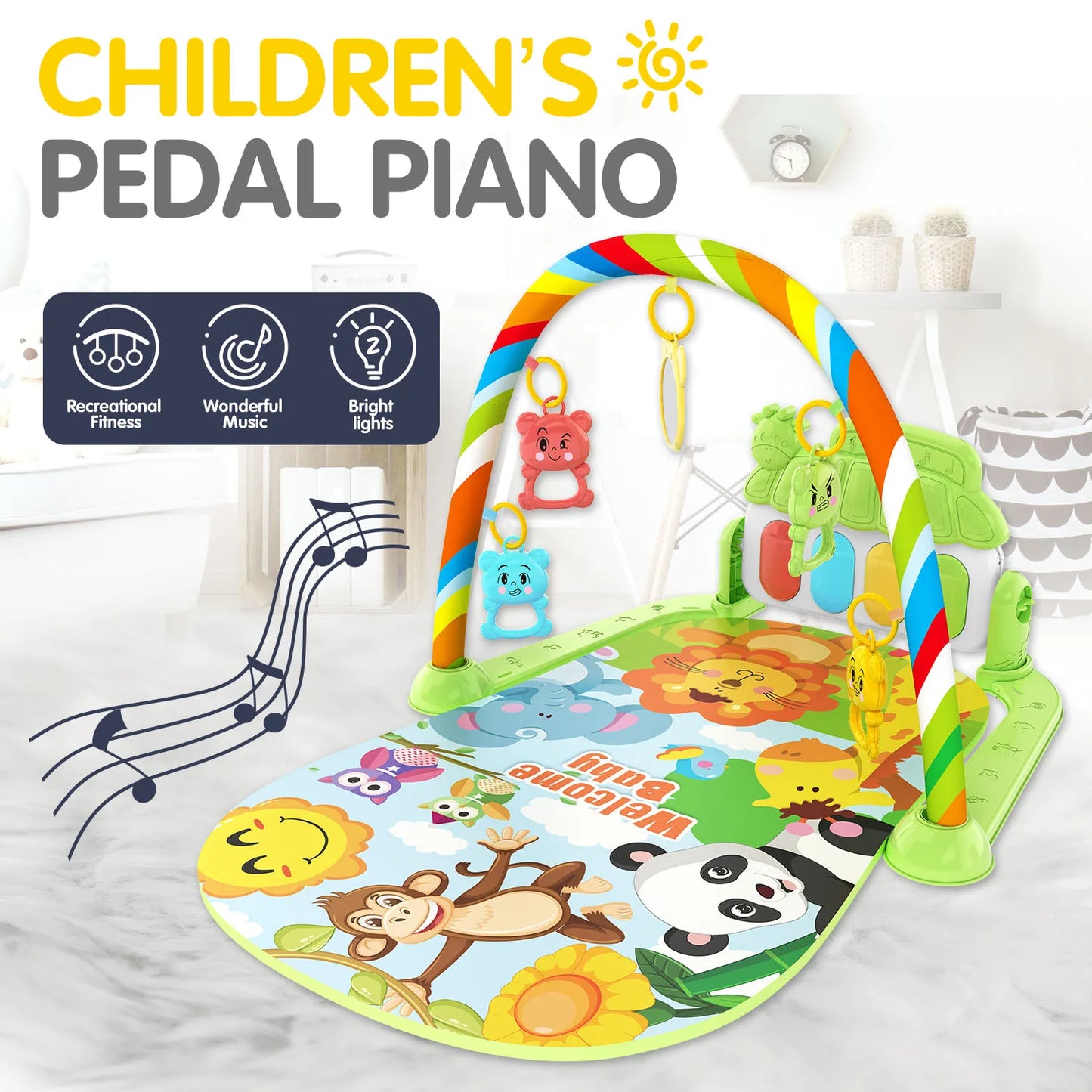 0-1 year old newborn baby music pedal piano baby fitness stand toy