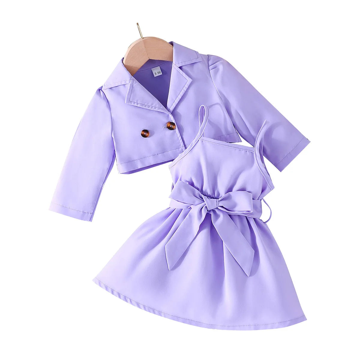 MiniFox 2 Pieces Suit Sets For Baby Girls Lapel Blazer Coat and Belted Wine Dress Kids Party Baby Clothes Girls Outfits Sets