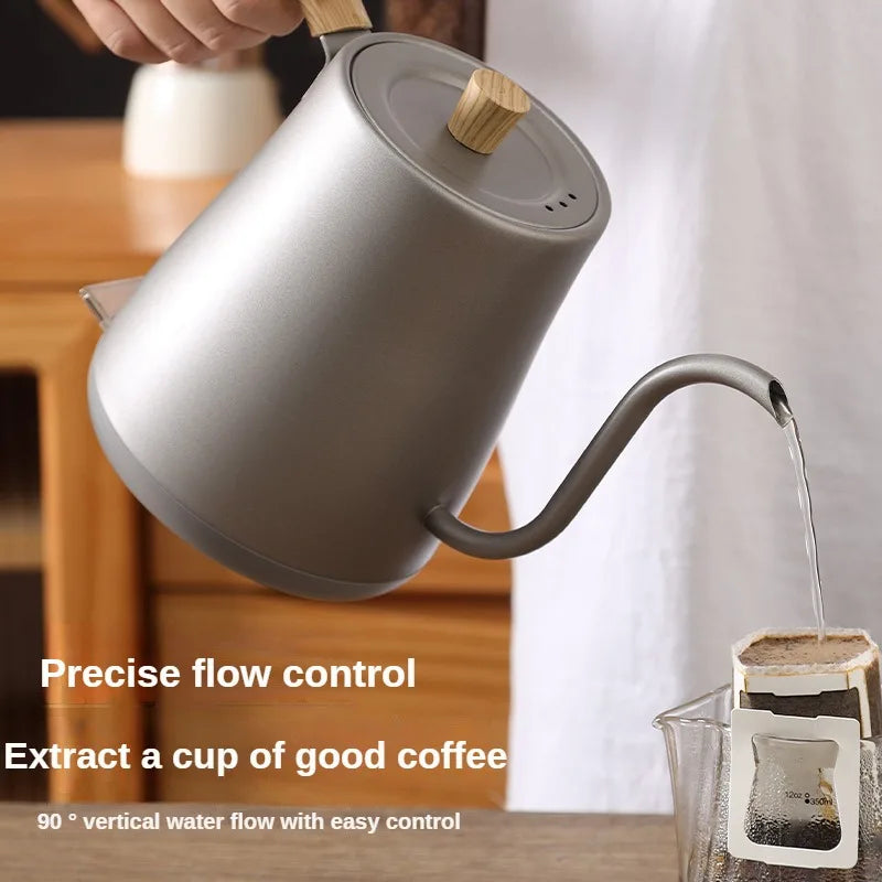 Electric Kettle 1000W Gooseneck Electric Pot  Electric Water Heater Teapot 0.8L Wood Grain Hand Brew Gooseneck Jug Pot 110V/220V