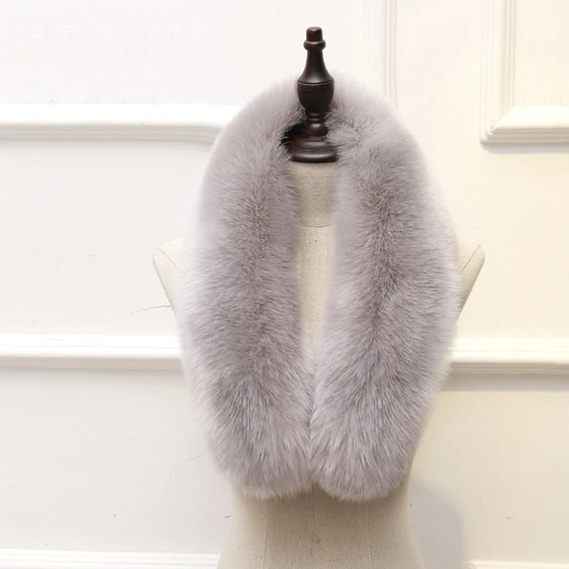 Women Faux Fox Fur Collar Fashion Winter Warm Shawl Collar Female Luxury Scarves Jackets Fur Coat Decor Shawl Clothes Accessorie