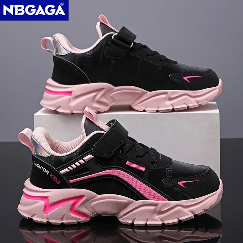 Girls Sport Shoes Comfortable Leather Kids Running School Casual Shoes  Non-slip Outdoor Children Walking Sneaker Tennis