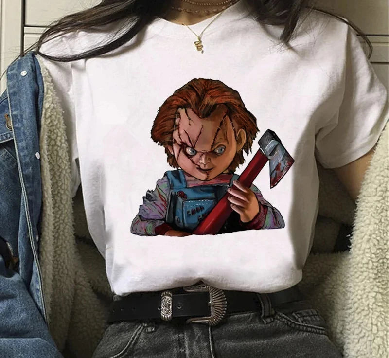 Chucky Graphic Printed T Shirt Chucky Streetwear Fashion Casual Crew Neck Short Sleeve Plus Size T Shirt Women