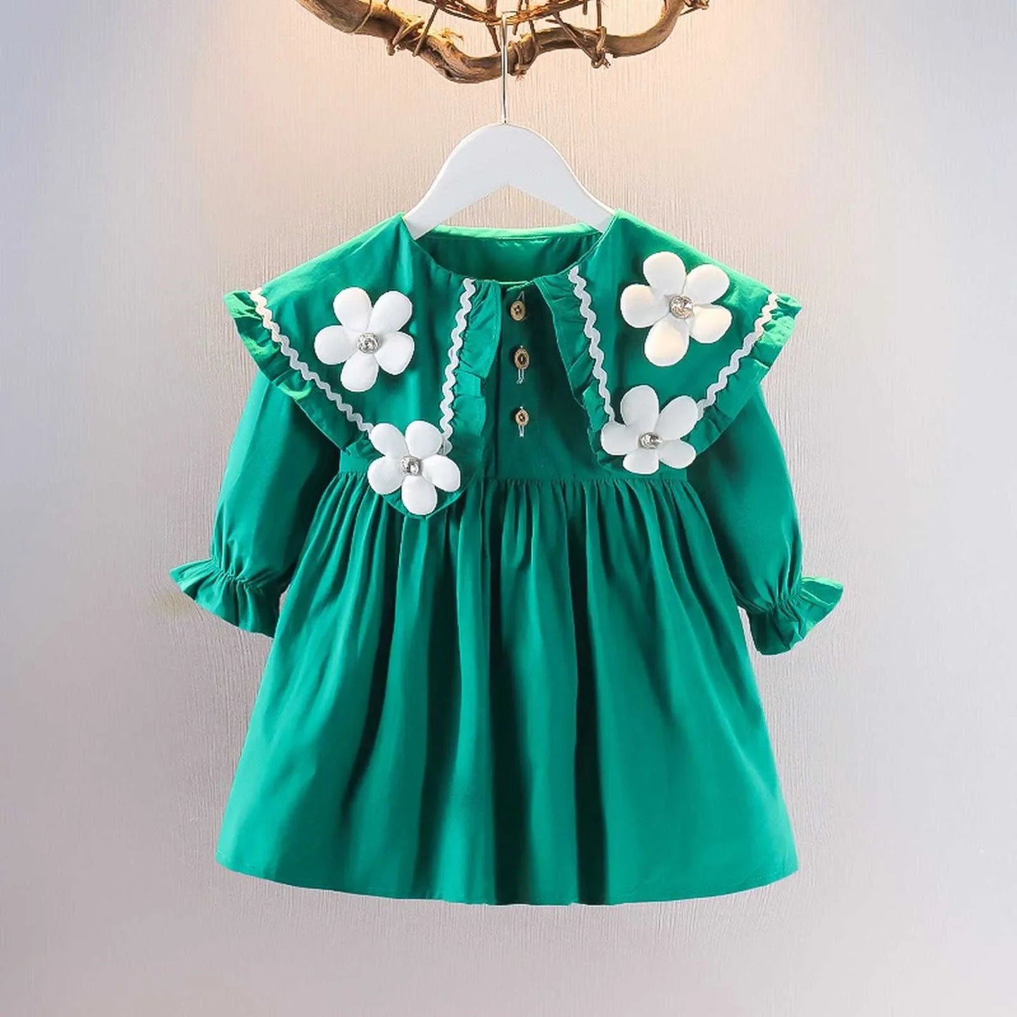 Baby Girl Dress Spring and Autumn Foreign Children's Dress Fairy Student Bubble Sleeve Birthday Princess Dress