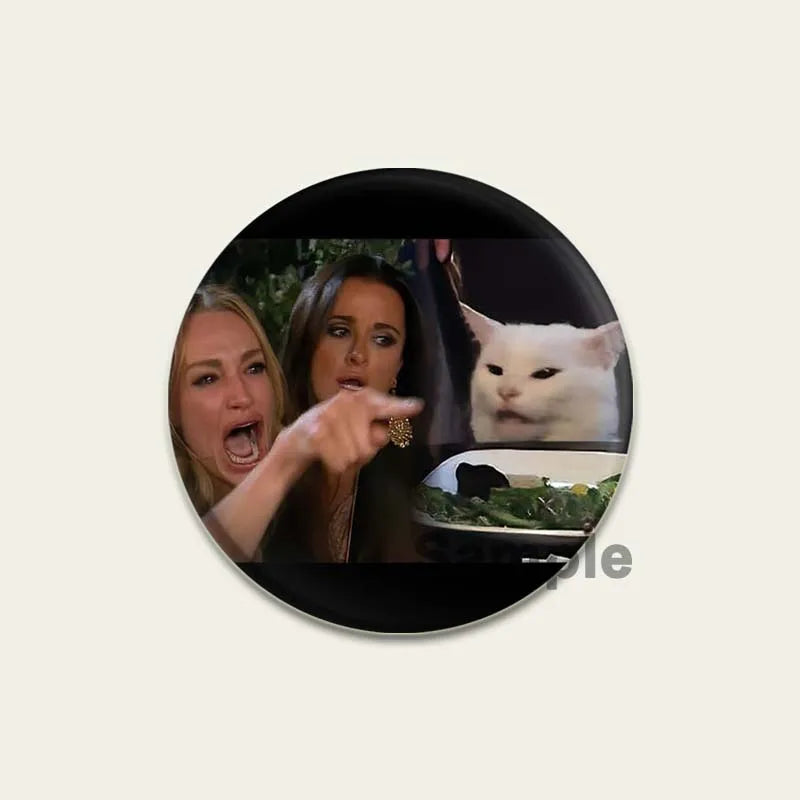 32/44/58mm Funny Cute Cat Badge Round Creative Brooches Fashion DIY Backpack Jewelry Accessory Gifts HD Print Handmade Pins