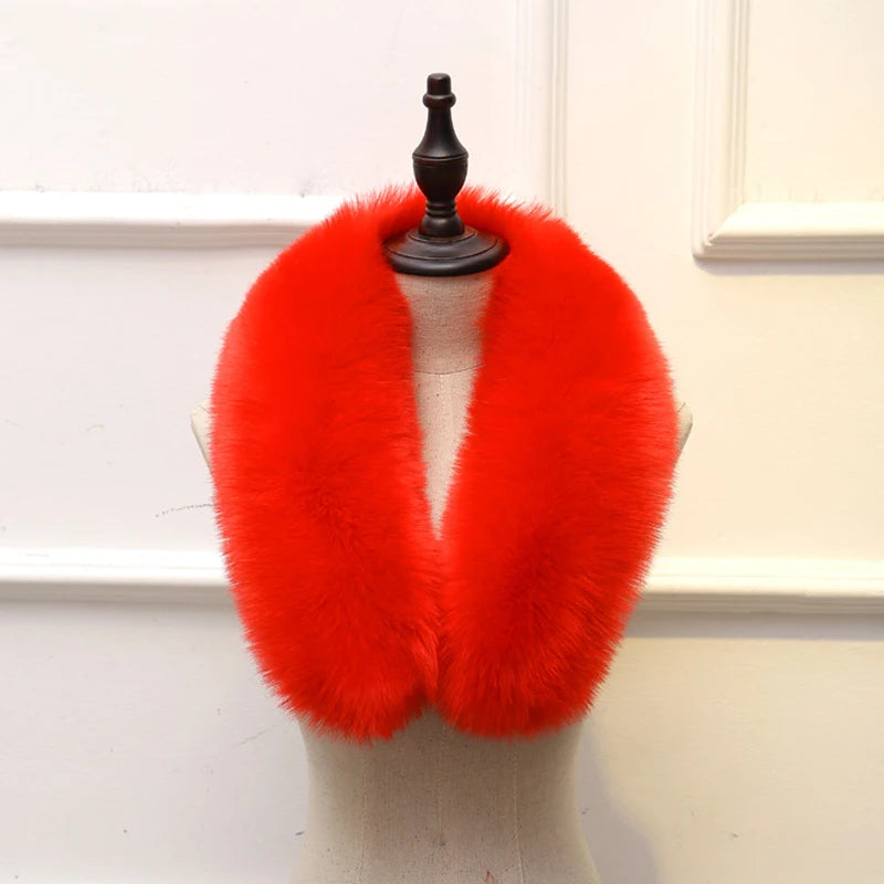 Women Faux Fox Fur Collar Fashion Winter Warm Shawl Collar Female Luxury Scarves Jackets Fur Coat Decor Shawl Clothes Accessorie