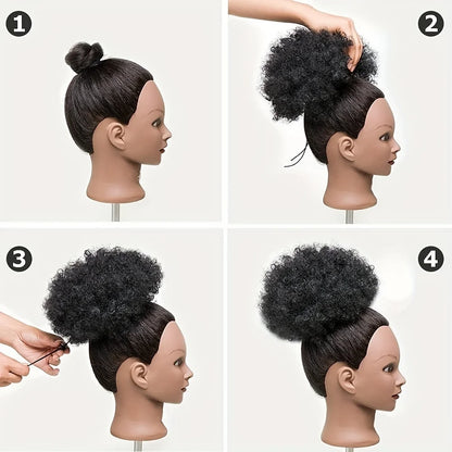 Kinky Curly Afro Puff Ponytail Extensions - Short Synthetic Updo Hair Pieces for Natural Look and Style - Hair Accessories