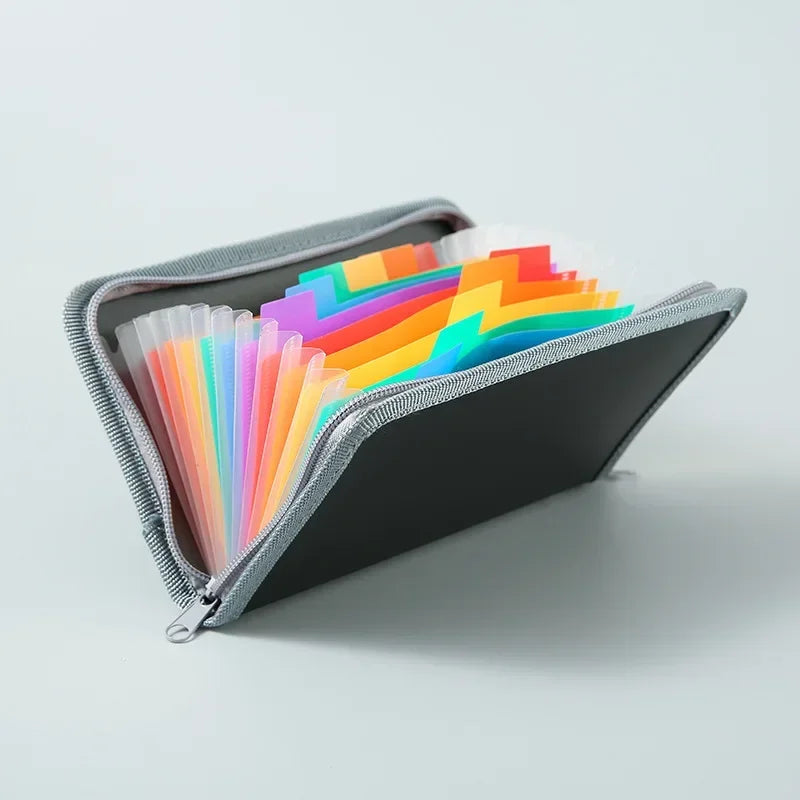 A6 Expanding File Folder Zipper Bag Wallet Documents File Pouch Bill Expanding Folders Organizer Office Binding Supplies