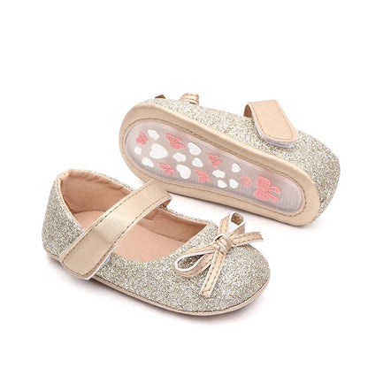 Baby Item Infant Girl Shoes Toddler Bling Bow Trainer Newborn Soft Anti-slip Rubber Sole Bebes Princess Footwear for 1 Year Gift