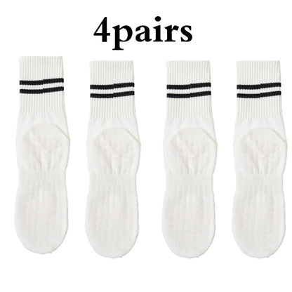 Pilates Socks with Grips for Women Yoga Socks Barre Socks Non Slip Socks of 4pairs