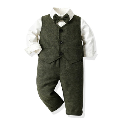 top and top Fashion Toddler Kids Boy Gentleman Clothing Sets Long Sleeve Formal Suits Children Boys Casual Clothes 3Pcs Outfits