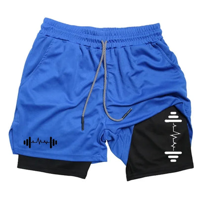 Men's quick drying exercise training and fitness 2-in-1 shorts, daily men's Peplum shorts