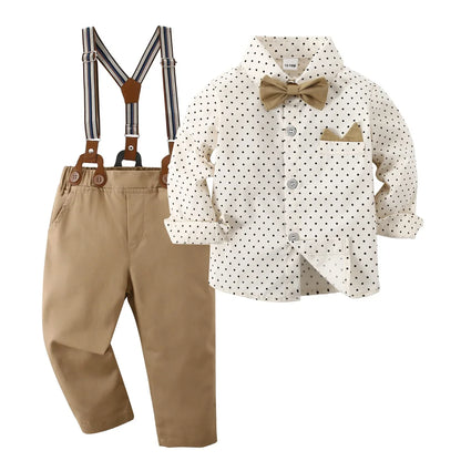 Boy Formal Clothing Outfit Party Bow Tie Children Toddler Birthday Dress Suits 1-6Y Gentleman Shirt+ Pant Boy Suit Clothes