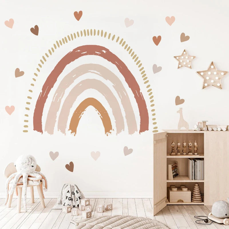 Nursery Boho Rainbow Wall Decals Wallpapers Wall Stickers Waterproof Children Living Room Bedroom KIds Baby Home Decor