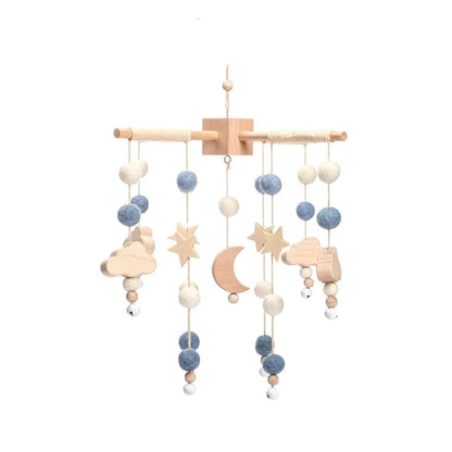 Baby Crib Mobile Bed Bell Rattle Toys Wooden Crochet Stars Pendant Bed Bell Toys Newborn Comfort Crib Bracket Hanging Toys Gifts