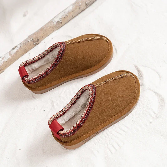 Winter Kids Cowhide Suede Snow Boots Designer Toddler  Fur Slippers  Baby Shoes Ultra Mini Girls Boy Low-top Warm Boot