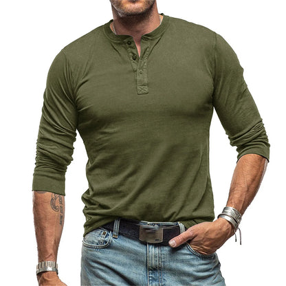 Long Sleeve Men'S T-Shirt Lightweight Button Basic T Shirt Soild Casual Pullover Male Outdoor Tops Spring Fall Sportwears