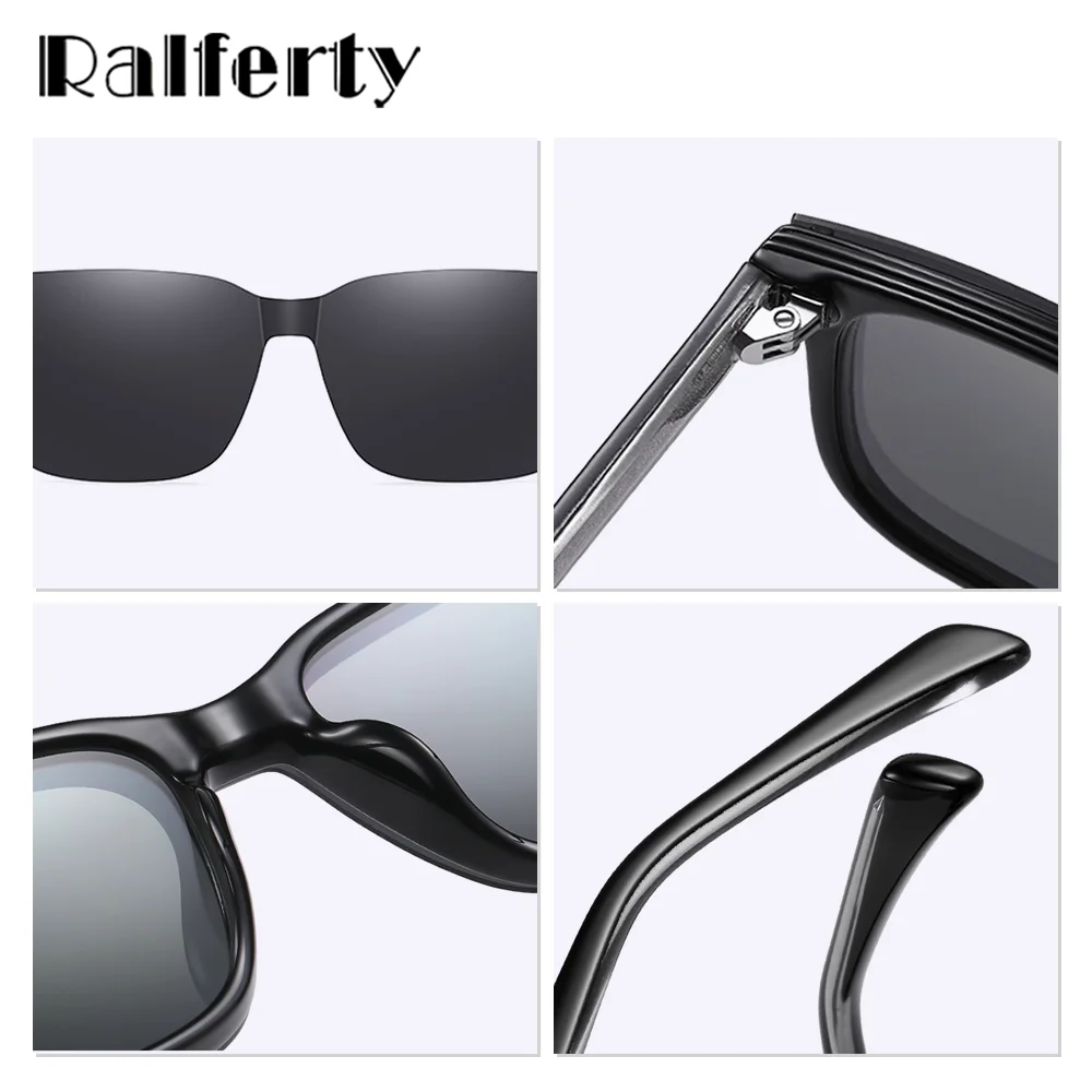 Ralferty One-piece Sunglasses for Men Clip On Glasses Polarized UV400 Brown Sun Glasses Male Driving Fishing gafas de sol hombre