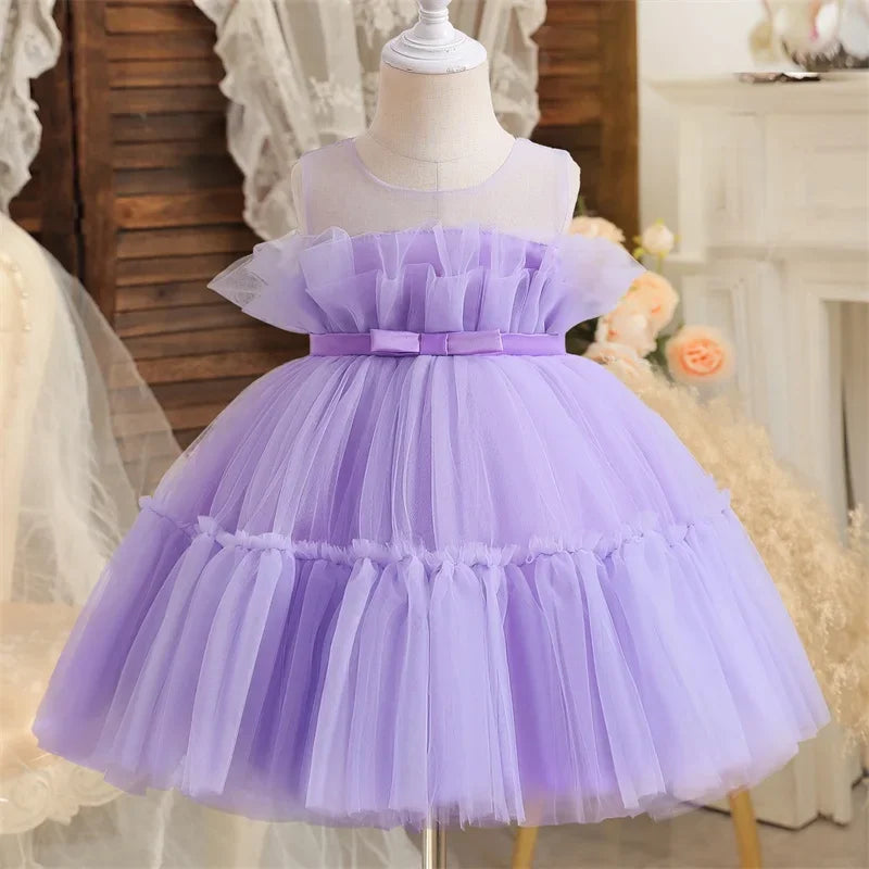 Baby Dresses For Girls Kids Wedding Bridesmaid Gown Toddler Tulle Infant Outfits Vestidos 1-5 Year