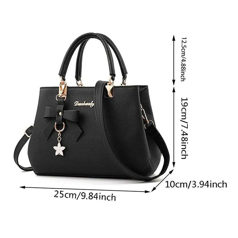 Elegant Women Messenger Bags with flower pendant Office Ladies Totes Pure Handbag for female Crossbody Shoulder Bags