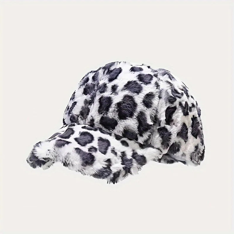 Get Ready for Winter with Our New Arrival Leopard & Zebra Print Fleece Baseball Cap - Perfect for Women