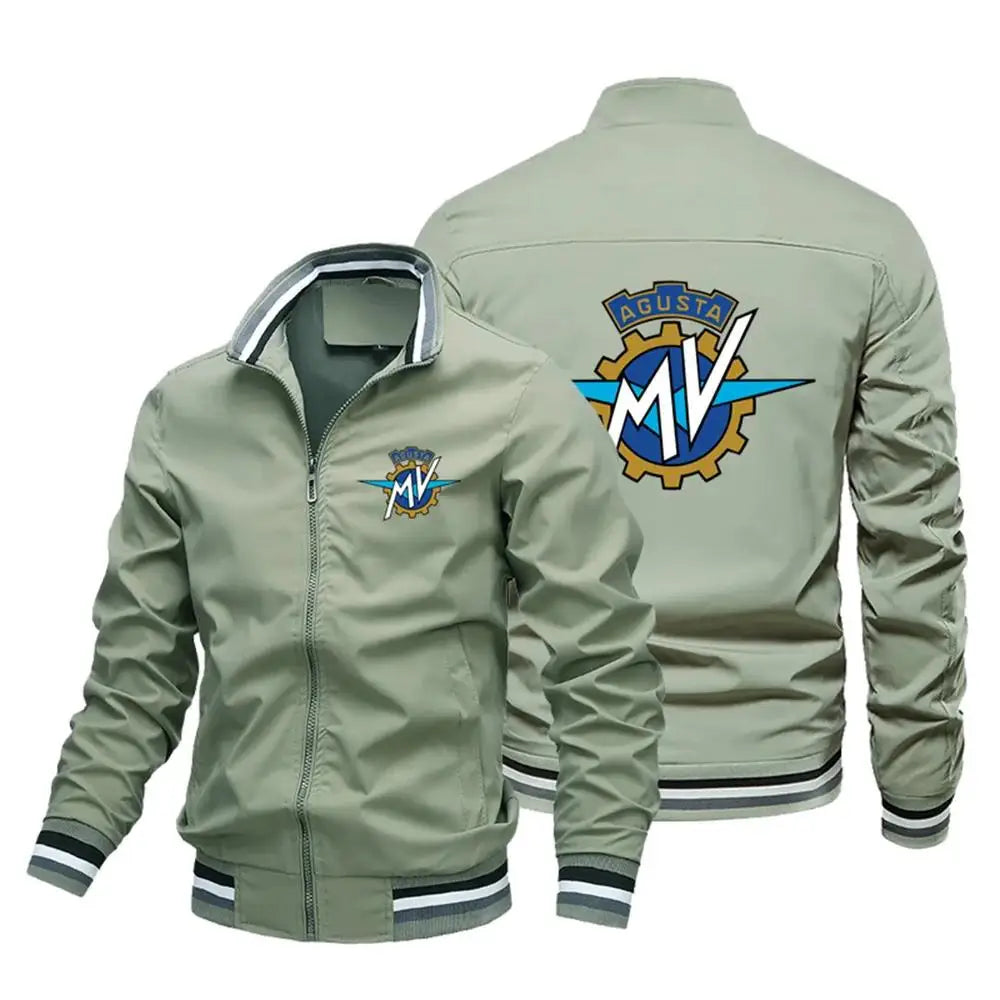 Augusta MV Art Grade Motorcycle Logo Men's Bomber Jackets Large Loose Windproof Outdoor Cycling Motorcycle Jackets