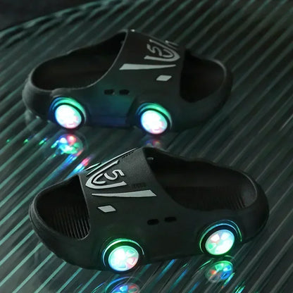 Childrens's Luminous Slippers Car Shape Boys Girls Fashion Cute Shoes Bathroom Children Toddler Slippers