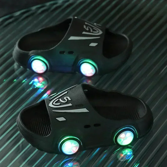 Childrens's Luminous Slippers Car Shape Boys Girls Fashion Cute Shoes Bathroom Children Toddler Slippers