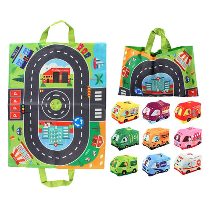 Baby fabric car model with storage bag carpet baby tear durable cloth book early education toy