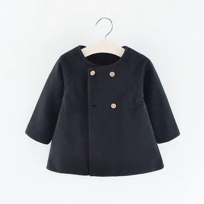 Autumn and Winter New Fashion Solid Color Baby Girls' Coat Korean Style Children's Long Sleeve Clothing (0-3 Years Old)