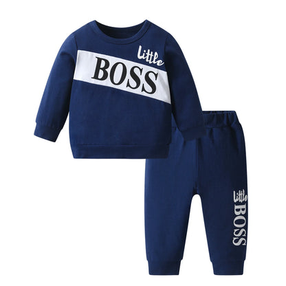 Toddler Baby Boys Casual Clothing Set for 0 to 2 Years Spring Autumn Letters Printed Long Sleeve Round Neck Top + Pants Outfit