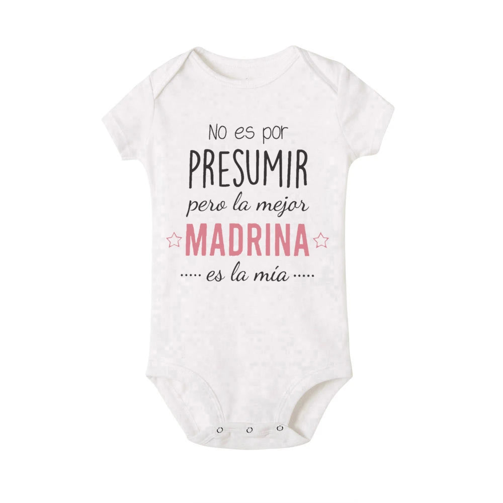 Not Show To Off But The Best Godmother/Godfather Is Mine Printed Baby Romper Funny Infant Short Sleeve Bodysuit Toddler Clothes