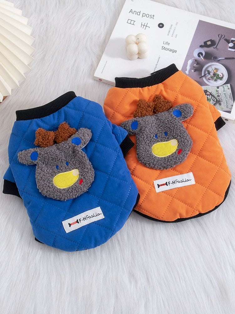 Dog Clothes Autumn and Winter Thickened Padded Jacket Teddy Bichon Snow Rena Puppies Pets Cat Cute Fleece-Lined Cotton-Padded Clothes