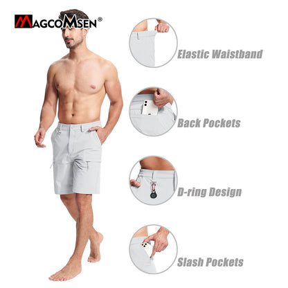 MAGCOMSEN Men's Hiking Shorts 5 Pockets Waterproof Ripstop Quick Dry Outdoor Cargo Fishing Safari Shorts