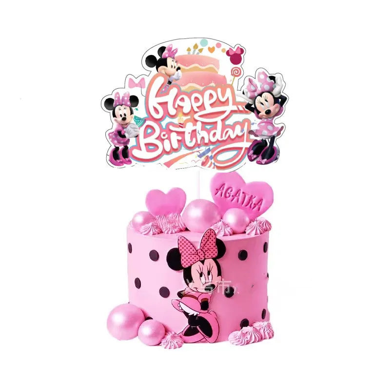 Minnie Mouse Party Decoration Disposable Tableware Minnie Cup Plate Balloon For Girls Baby Bath Birthday Party Supplies