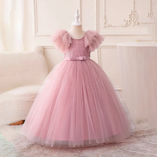 Princess Lace Dress for Kids Flower Lace Dresses 3-8Yrs Girl Banquet