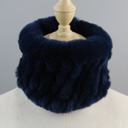 Good Elastic Rex Rabbit Fur Ring Scarves Winter Warm Women Genuine Rex Rabbit Fur Scarf Knitted Real Natural Fur Wraps Headbands