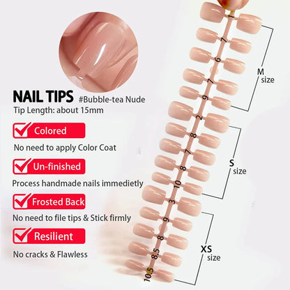 30Pcs French Gradient Short Ballet Nails Simple Nude Color False Nails Coffin Fake Nail Press On Nails Full Cover Nails