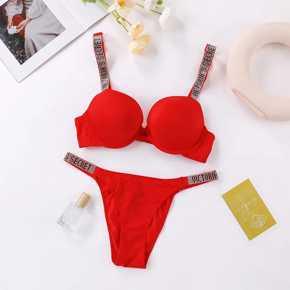 Women's New Fashion Sexy Lingerie Sporty Classic Padded Adjustable push up Victoria's Secret Lingerie Set Underwear Set