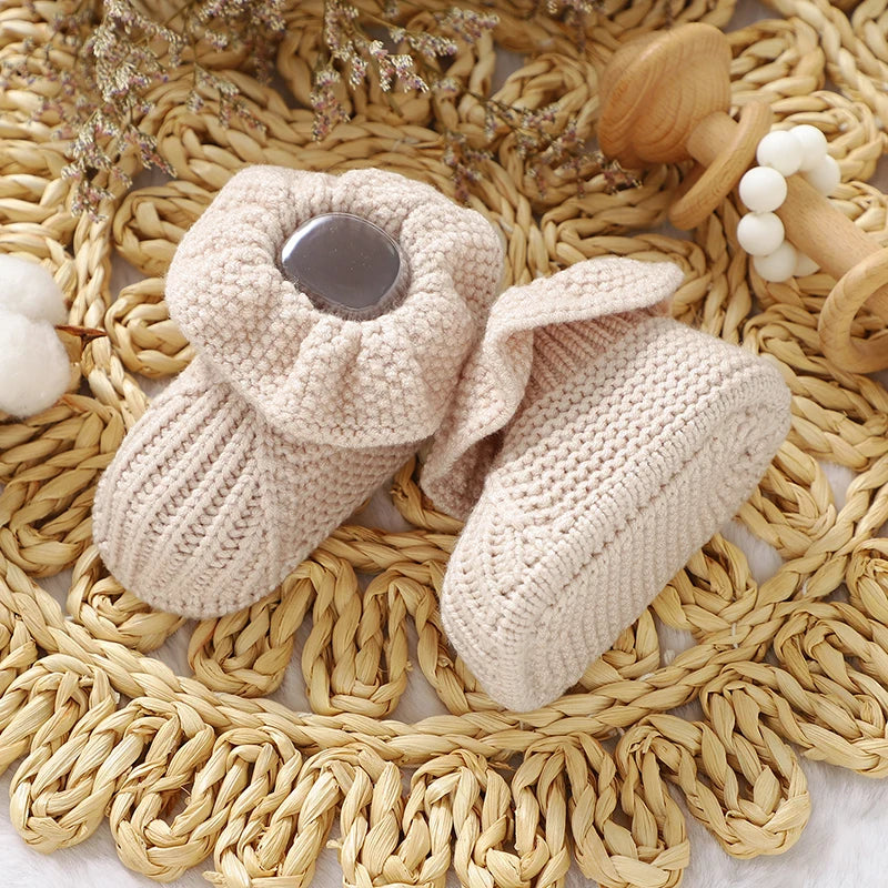 Newborn Baby Shoes Knitted Infant Girl Boy Boots Fashion Ruffles Slip-on Toddler Kid Footwear 0-18M Handmade Clothes Accessories