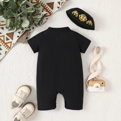 Baby Homewear Bodysuit with Hat Boys Girls Muslim Jumpsuit Clothing Babe Pajamas 1-3-6-9M