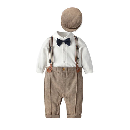 Baby Boys Gentleman Outfits Suits Clothing Spring and Autumn Children One-Piece Rompers Jacket Hat Suit Baby Boy Clothes