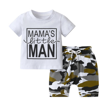 Trend New Toddler Baby Boys Short Sleeve Sport Suit Summer Letters Printed T-shirt Tops + Drawstring Shorts Casual Clothes Set