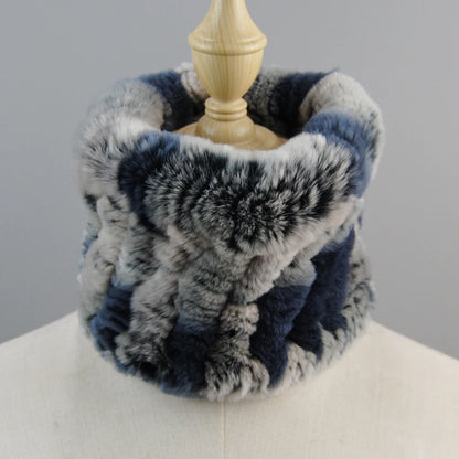 Good Elastic Rex Rabbit Fur Ring Scarves Winter Warm Women Genuine Rex Rabbit Fur Scarf Knitted Real Natural Fur Wraps Headbands